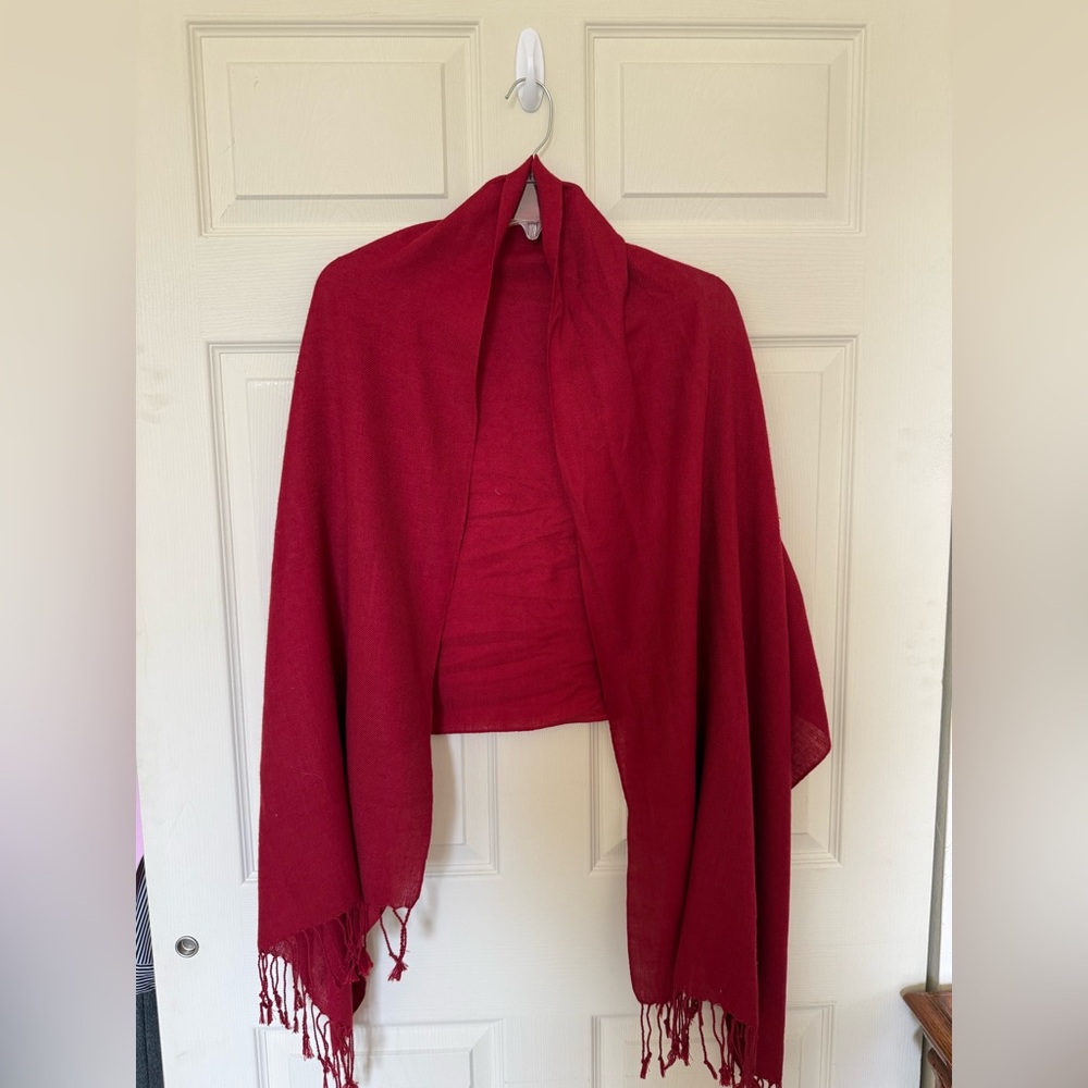 Pashmina Vibrant Red Cashmere Silk Shawl/Scarf